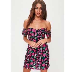 Missguided floral embroidered minidress